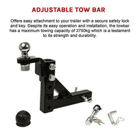 Adjustable Tow Bar Tongue Hitch 50mm Ball Drop for Trailer Caravan