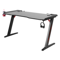 LED Gaming Desk Computer Table with Cup Holder Headphone Hook Cable Hole