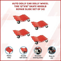 Auto Dolly Car Dolly Wheel Tire 12"x16" Skate 6000lb Repair Slide Set of (4)