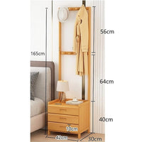 Wooden Hall Stand Modern Style Minimalist Home Floor Coat Rack with Drawer