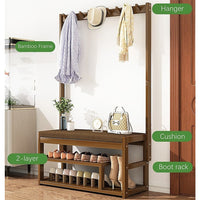 97x168cm Hallway Bench Coat Rack Stand Multifunctional Hall Shelf Entryway
