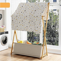 100x155cm Wood Clothes Rail Garment Rack with Freestanding Storage Shelf