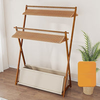 100x155cm Dark Wood Clothes Rail Garment Rack with Freestanding Storage Shelf
