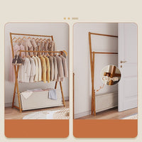 100x155cm Dark Wood Clothes Rail Garment Rack with Freestanding Storage Shelf