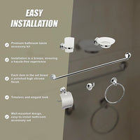 Bathroom Accessories Set 6 Piece Pack Chrome Wall Mounted Easy Fittings