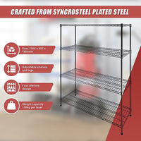 Modular Wire Storage Shelf 1500 x 600 x 1800mm Steel Shelving