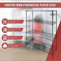 Modular Wire Storage Shelf 1500 x 450 x 1800mm Steel Shelving