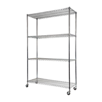 Modular Wire Storage Shelf 1500 x 450 x 1920mm Steel Shelving with Wheels