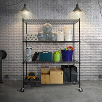 Modular Wire Storage Shelf 1500 x 450 x 1920mm Steel Shelving with Wheels