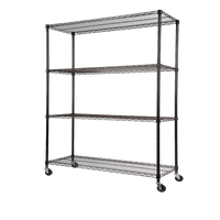 Modular Wire Storage Shelf 1500 x 450 x 1920mm Steel Shelving with Wheels