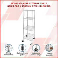 Modular Wire Storage Shelf 600 x 600 x 1800mm Steel Shelving