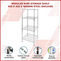 Modular Wire Storage Shelf 450 x 450 x 1800mm Steel Shelving