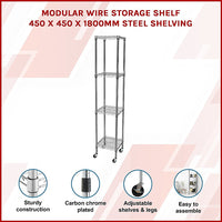 Modular Wire Storage Shelf 450 x 450 x 1800mm Steel Shelving