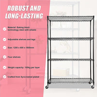 Modular Wire Storage Shelf 1200 x 600 x 1800mm Steel Shelving