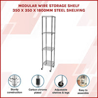 Modular Wire Storage Shelf 350 x 350 x 1800mm Steel Shelving