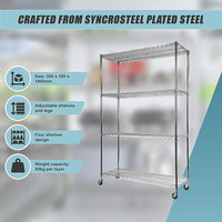 Modular Wire Storage Shelf 350 x 350 x 1800mm Steel Shelving