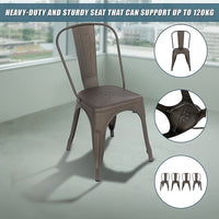 4x Kitchen Dining Chairs Stackable Vintage Metal Chair Backrest Side Chair