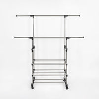 Heavy Duty Commercial Garment Rack Double Bar Rolling Collapsible Clothing Shelf