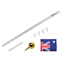 9.1m Flag Pole Kit Telescopic Heavy Duty 16 Gauge Aluminium with Flag