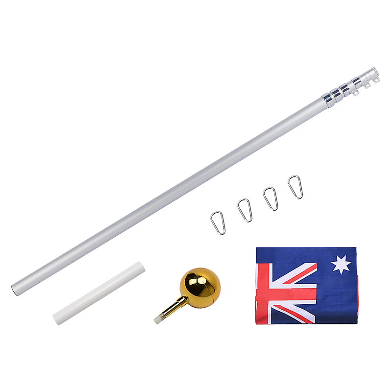 9.1m Flag Pole Kit Telescopic Heavy Duty 16 Gauge Aluminium with Flag Kings Warehouse Australia