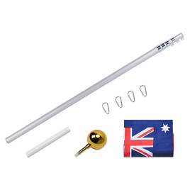 9.1m Flag Pole Kit Telescopic Heavy Duty 16 Gauge Aluminium with Flag