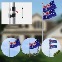 9.1m Flag Pole Kit Telescopic Heavy Duty 16 Gauge Aluminium with Flag