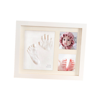 Baby Hand & Foot Print Clay Cast Kit Photo Picture Frame Christening Gift