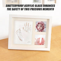 Baby Hand & Foot Print Clay Cast Kit Photo Picture Frame Christening Gift