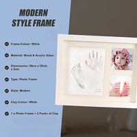 Baby Hand & Foot Print Clay Cast Kit Photo Picture Frame Christening Gift