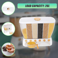 6 Grids Dispenser Storage Container Rice Cereal Beans Grain