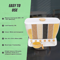 6 Grids Dispenser Storage Container Rice Cereal Beans Grain