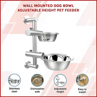 Wall Mounted Dog Bowl Adjustable Height Pet Feeder