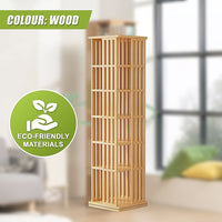 360 Rotating Bookshelf Bamboo Storage Display Rack Shelving in Wood