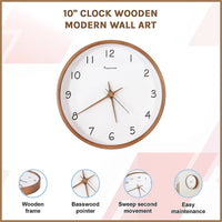 10" Clock Wooden Modern Wall Art