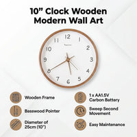 10" Clock Wooden Modern Wall Art