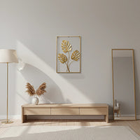 Metal Wall Picture with Leaves 40 x 60 cm Golden Decoration