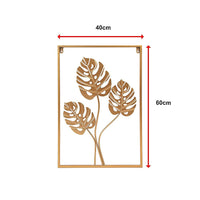 Metal Wall Picture with Leaves 40 x 60 cm Golden Decoration