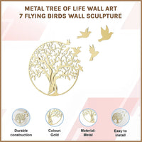 Metal Tree of Life Wall Art 7 Flying Birds Wall Sculpture