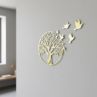 Metal Tree of Life Wall Art 7 Flying Birds Wall Sculpture