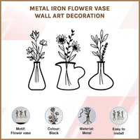 Metal Iron Flower Vase Wall Art Decoration
