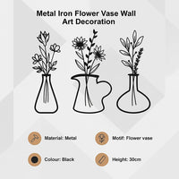 Metal Iron Flower Vase Wall Art Decoration