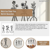 Metal Iron Flower Vase Wall Art Decoration