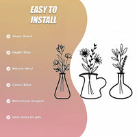 Metal Iron Flower Vase Wall Art Decoration