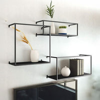 Floating Shelves Retro Industrial Ledge Black Metal Display Stand