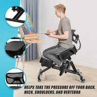 Ergonomic Kneeling Posture Chair with Backrest Adjustable Height and Casters