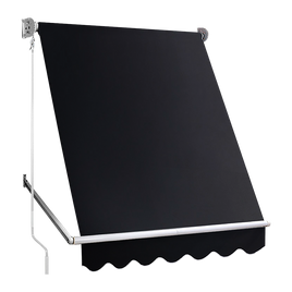 Retractable Fixed Pivot Arm Window Awning Patio Garden Blinds 2.4m x 2.1m Black