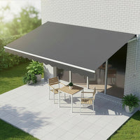 Outdoor Folding Arm Awning Retractable Sunshade Canopy Grey 4.0m x 2.5m