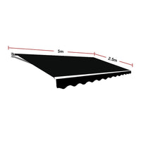 Outdoor Folding Arm Awning Retractable Sunshade Canopy Black 5.0m x 2.5m