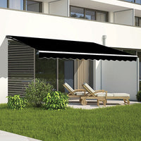 Outdoor Folding Arm Awning Retractable Sunshade Canopy Black 4.0m x 3.0m