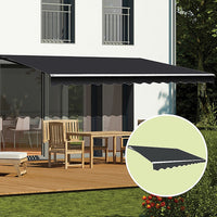 Outdoor Folding Arm Awning Retractable Sunshade Canopy Grey 5.0m x 3.0m